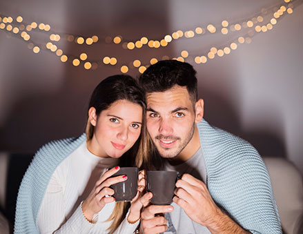 Couple enjoying hot chocolate