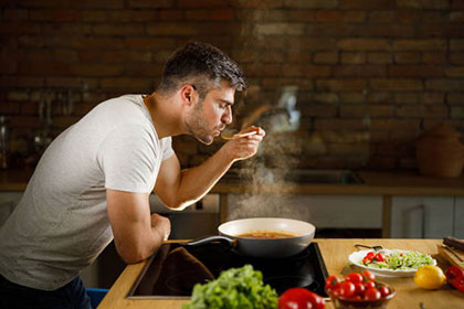 A man who enjoys cooking