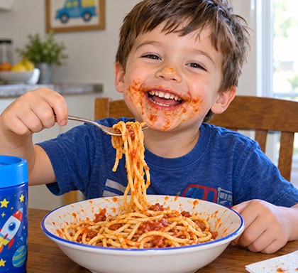 Enjoying Spaghetti